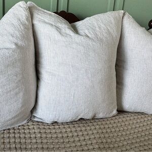 (3) Linen Tales Natural Stripe Euro Sham